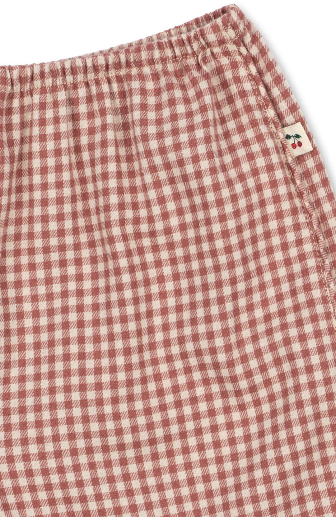 Rutigt tyg i rosa och vinrött – Foret Slit Pants