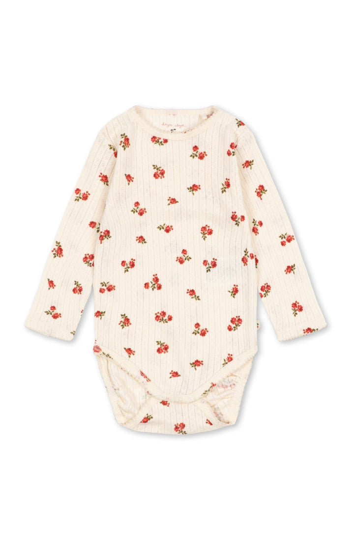 Minnie Body i ekologisk bomull med Rosa Rouge-rosor, framsida