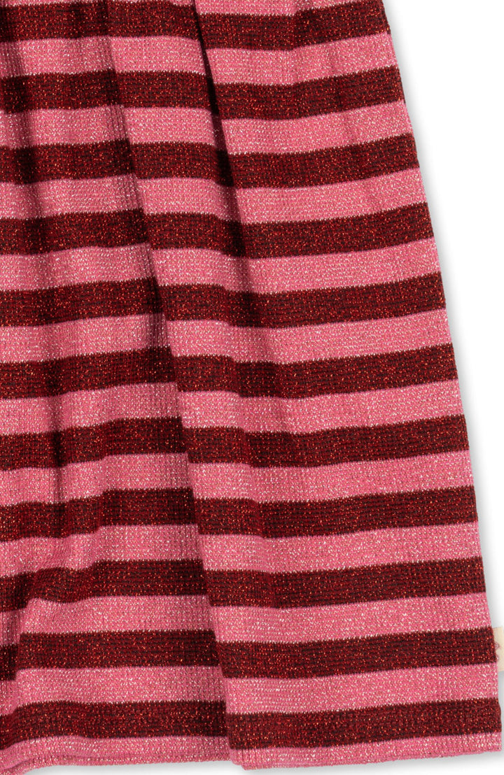 Kjoldel i randigt tyg i rosa och vinrött – Roli Stripe Dress
