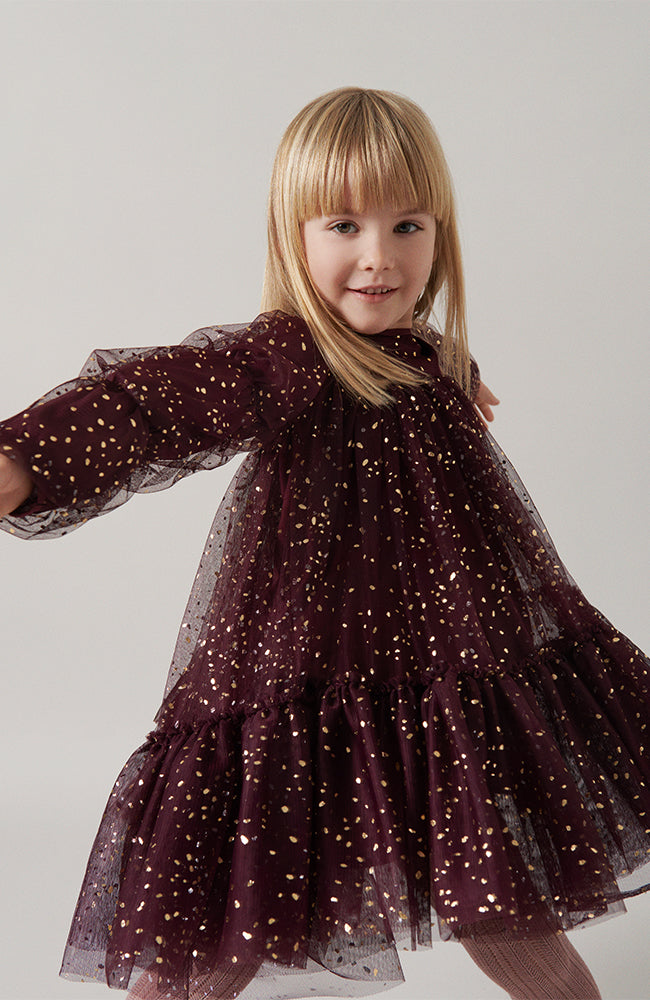 Dionne Ballerina Dotty Dress - Deep Mulberry