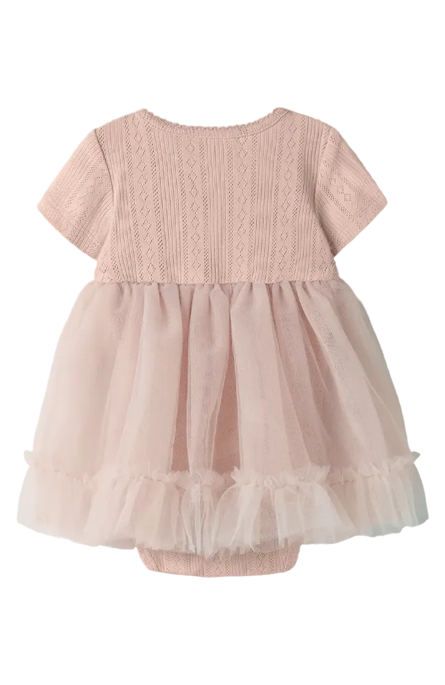 Fanella SS Body Tulle Dress - Peach Whip