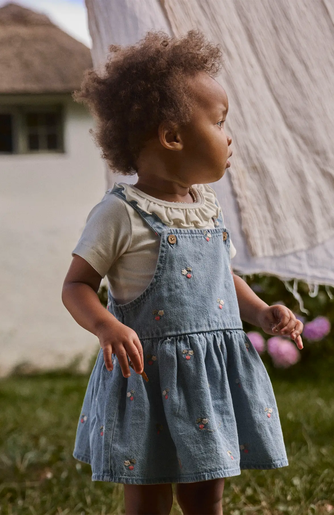 Baby Denim Suspender Skirt - Medium Blue Denim