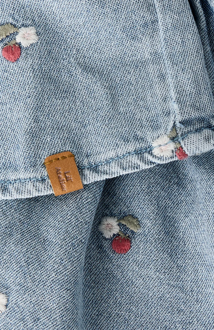 Baby Denim Suspender Skirt - Medium Blue Denim