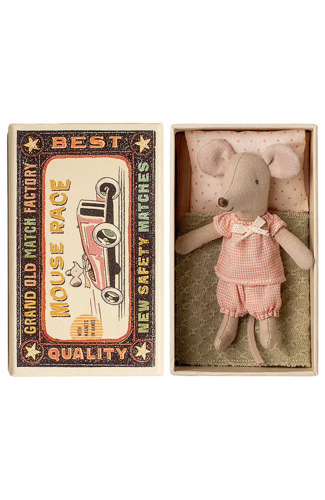 Little Sister Mouse In Matchbox - Rose