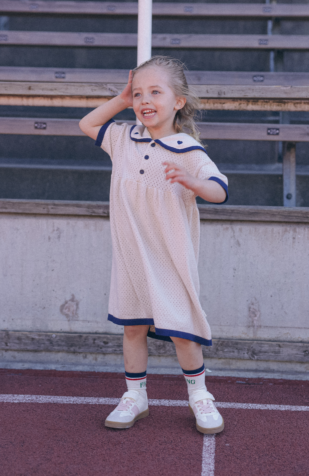 League Sail Dress - Sand/Navy