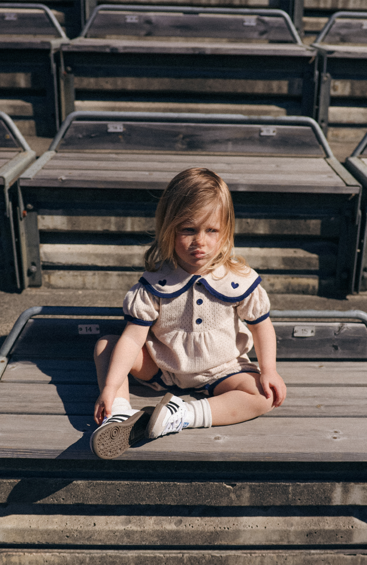 League Sail Romper - Sand/Navy