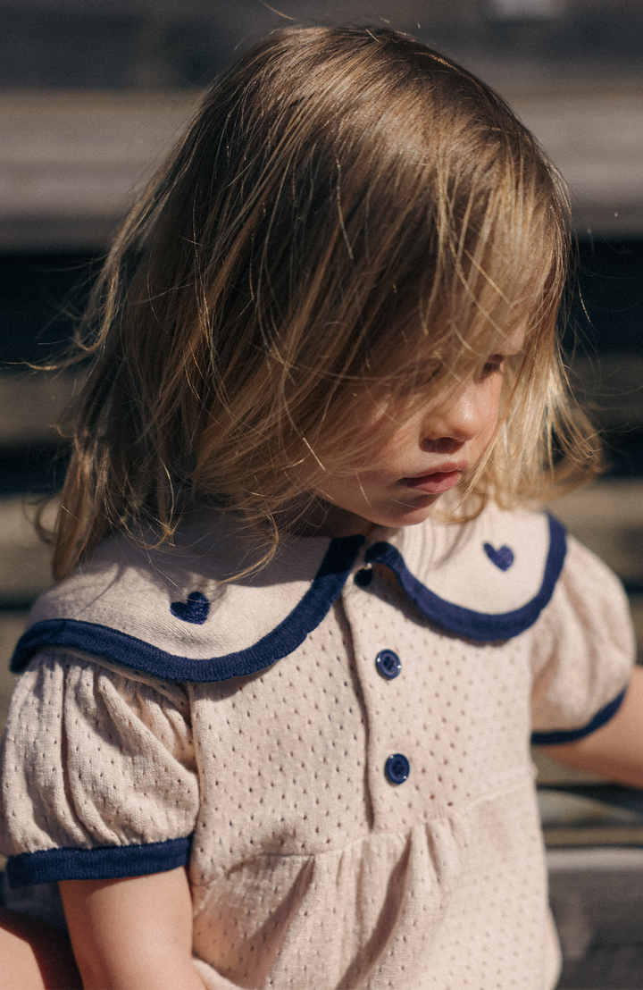 League Sail Romper - Sand/Navy