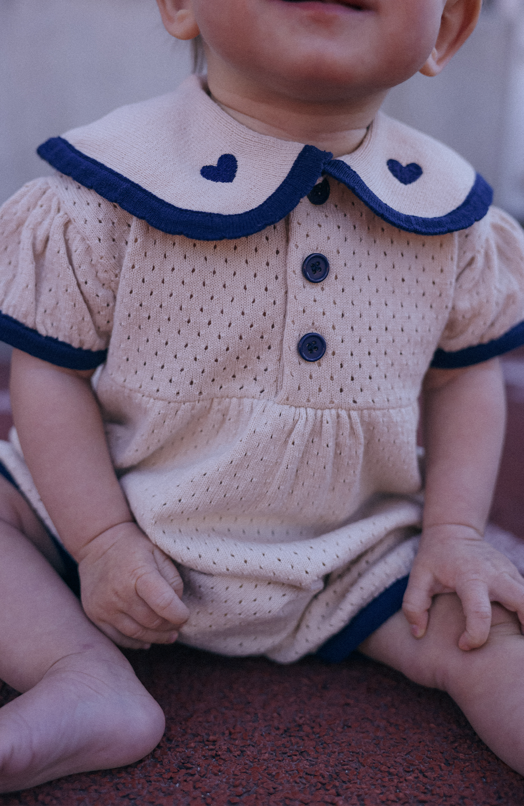League Sail Romper - Sand/Navy
