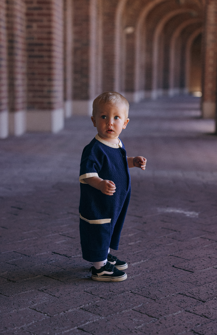 League Romper - Navy
