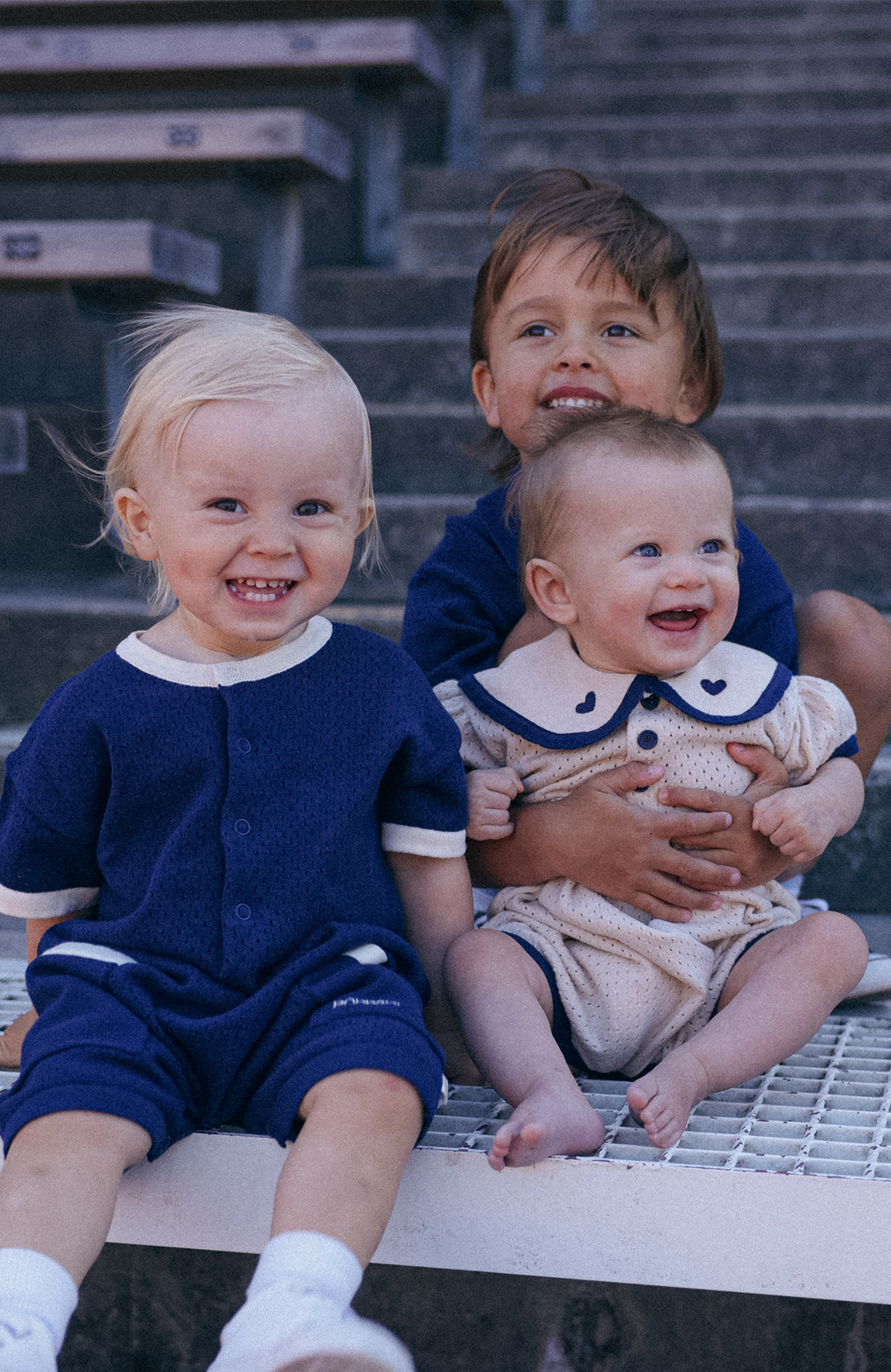 League Sail Romper - Sand/Navy