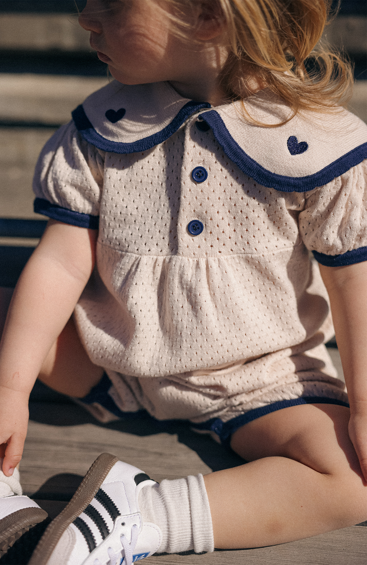 League Sail Romper - Sand/Navy