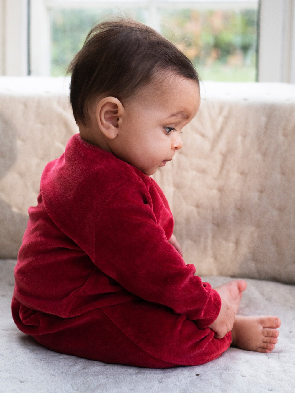Baby Velour Pants - Ruby – detalj 1