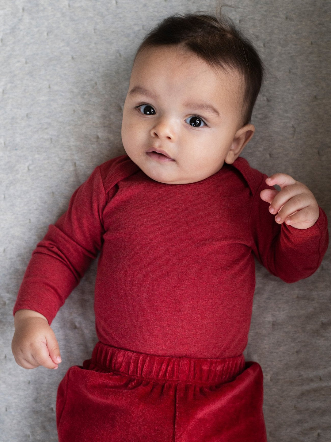 Baby Velour Pants - Ruby – detalj 2