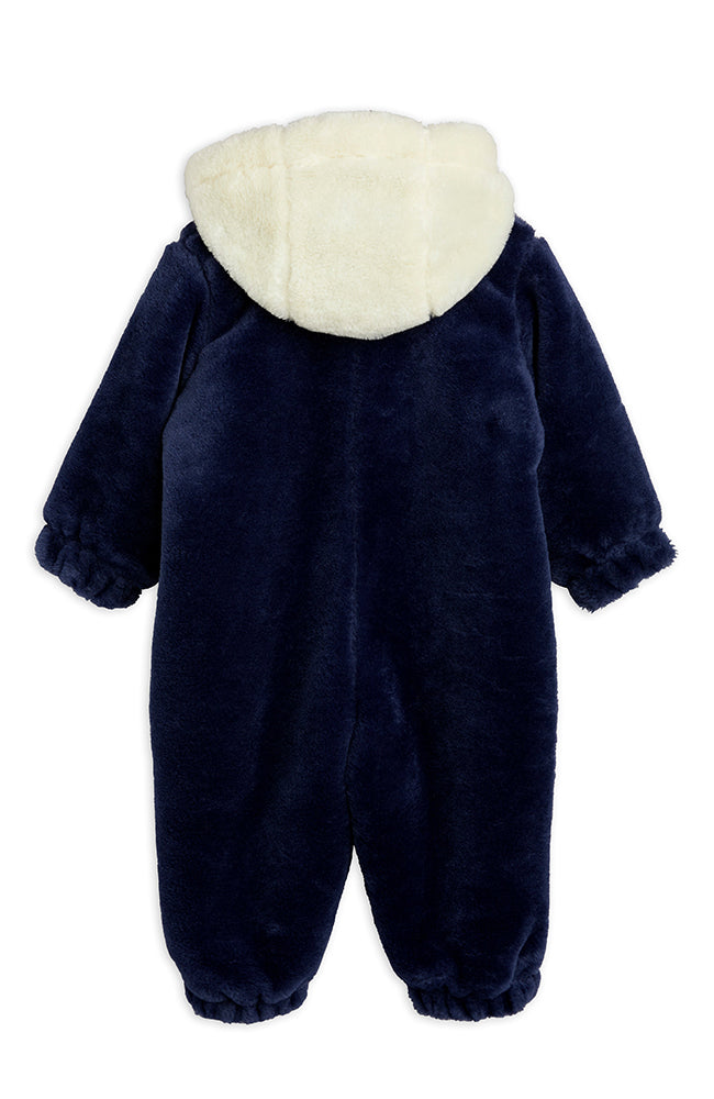 What's Cooking Faux Fur Baby Overall - Navy Mini Rodini ytterkläder