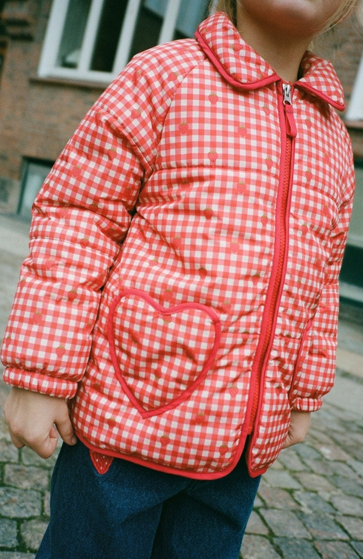 Molly Padded Jacket - Red Berry Gingham Flöss Jacka