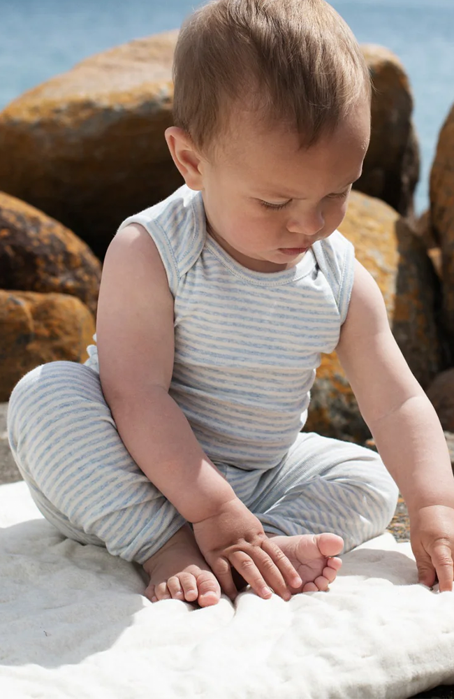 Baby Leggings Stripe - Mist/Offwhite