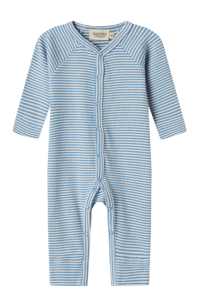 Rena Modal Fine Rib Romper - Blue Stripe MarMar Copenhagen onesie