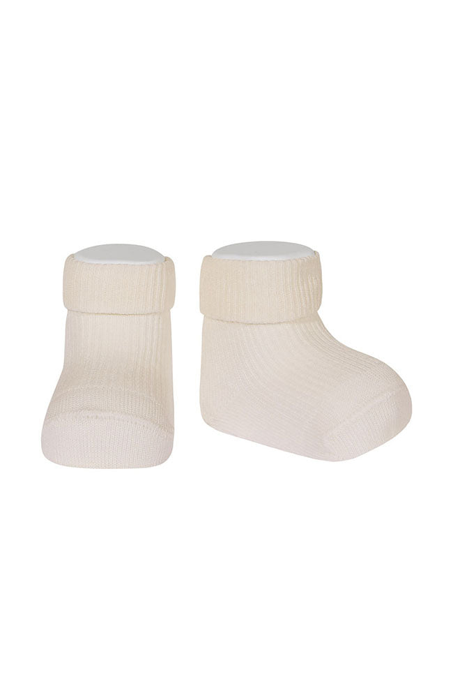 Fine Rib Ankle Socks w / Folded cuff - Linen