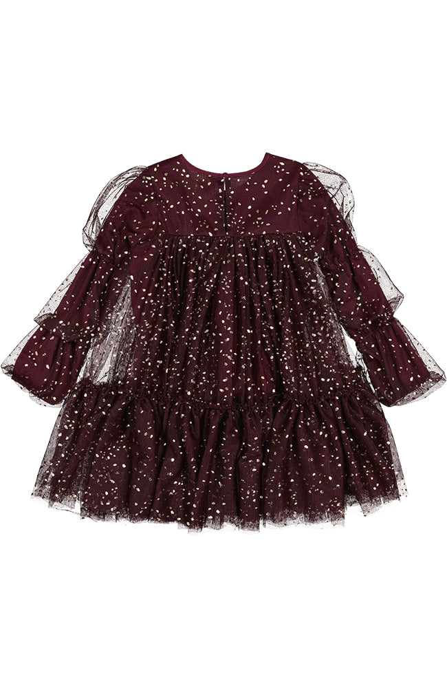 Dionne Ballerina Dotty Dress - Deep Mulberry