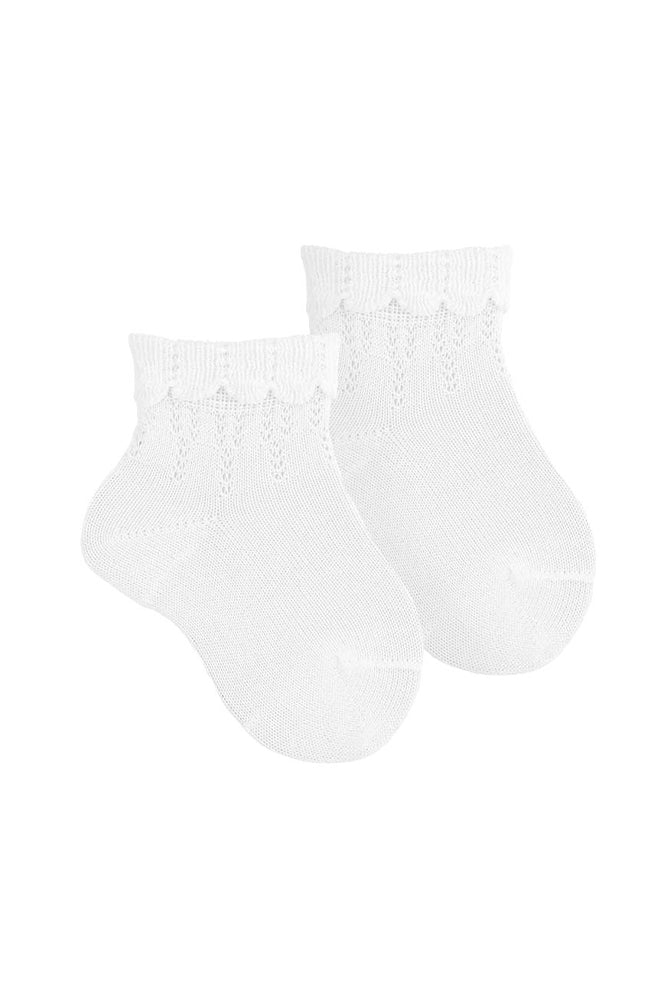 Ceremony Ankle Socks w/ Openwork - White Condor Strumpor