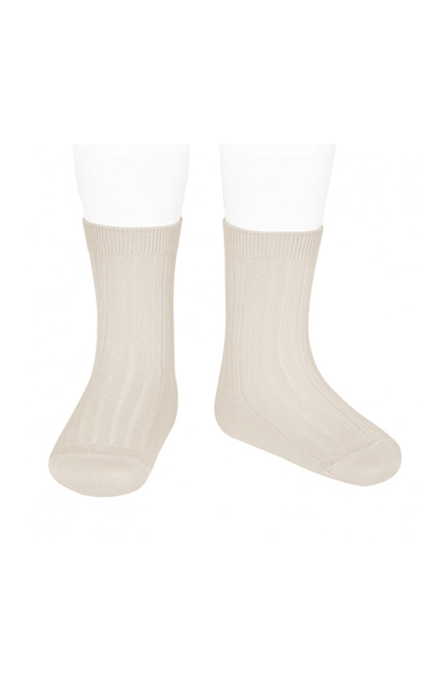 Basic Rib Short Sock - Linen Condor Strumpor