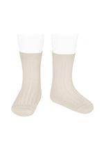 Basic Rib Short Sock - Linen
