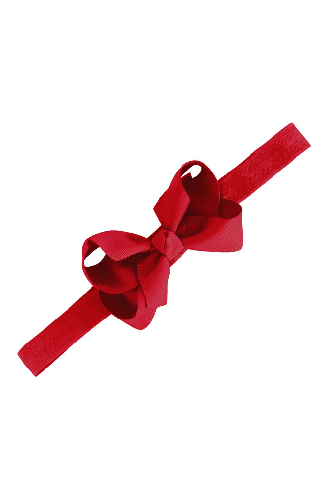 Medium Boutique Bow w/ Elastic Hairband - Scarlet