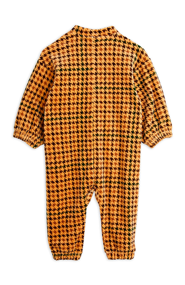 Dog Houndstooth Velor Jumpsuit Baby - Beige