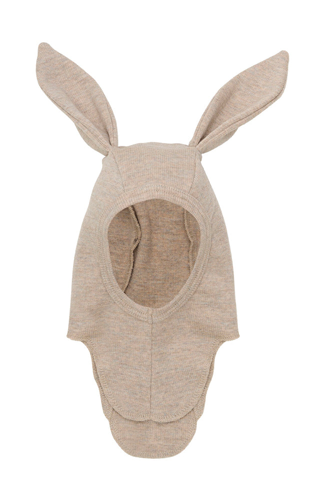 Balaclava Ears Wool Rib - Camel Melange