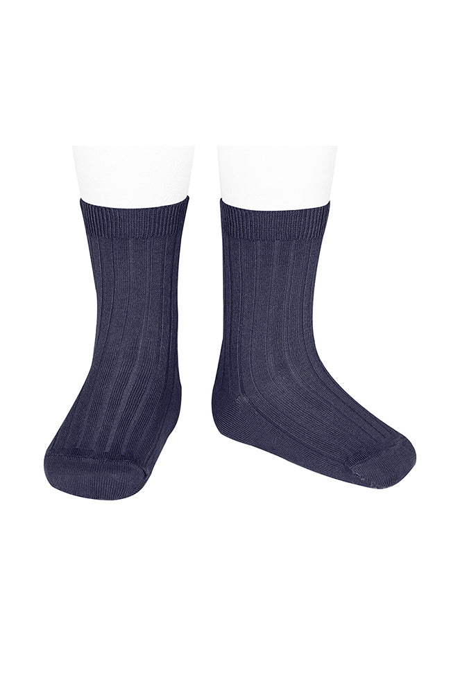 Basic Rib Short Sock - Navy Blue Condor Strumpor