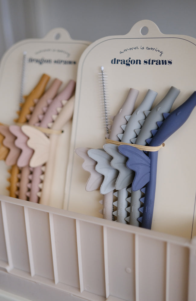 4-pack Silicone Sip Straw Dragon - Forest Mix Konges Slöjd Äta & dricka