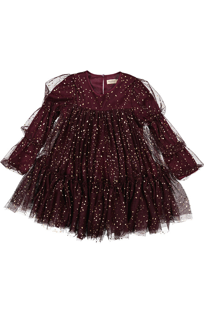 Dionne Ballerina Dotty Dress - Deep Mulberry