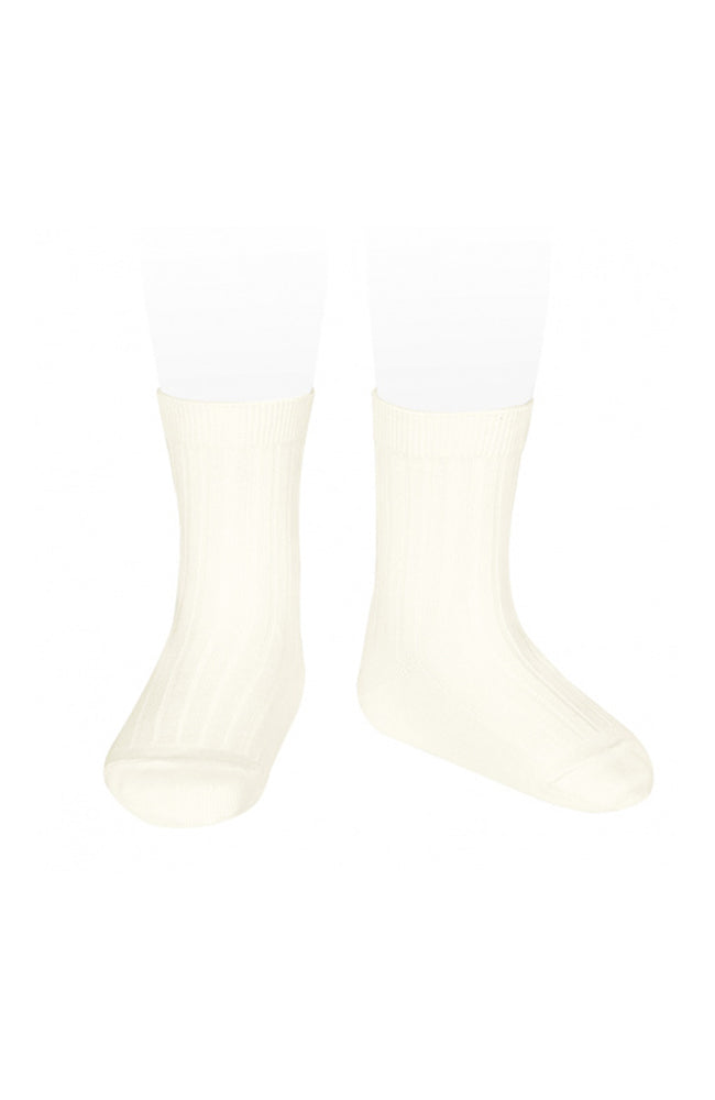 Basic Rib Short Sock - Cream Condor Strumpor