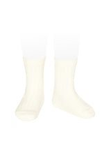 Basic Rib Short Sock - Cream