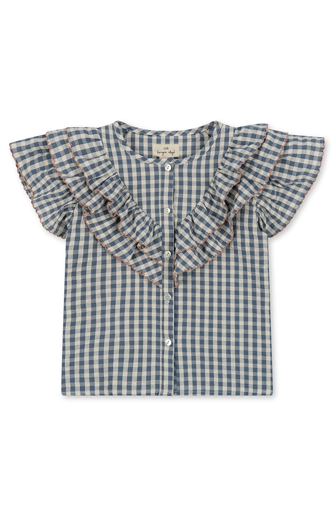 Kim Frill Shirt - Captains Blue Check Konges Slöjd Blus