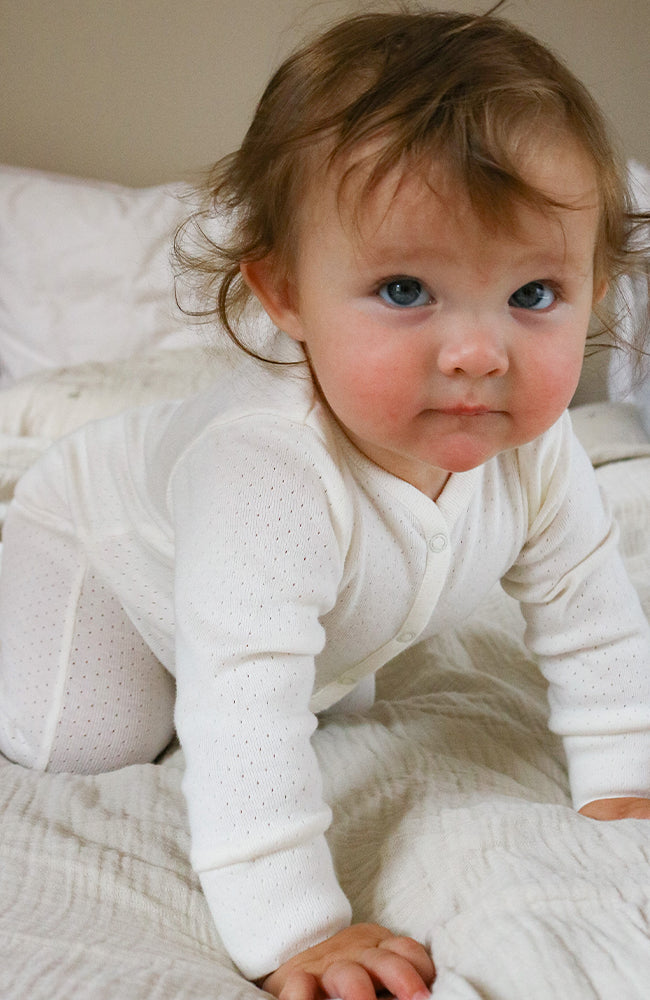 Baby Suit - Offwhite Pointelle Serendipity Organics Onepiece