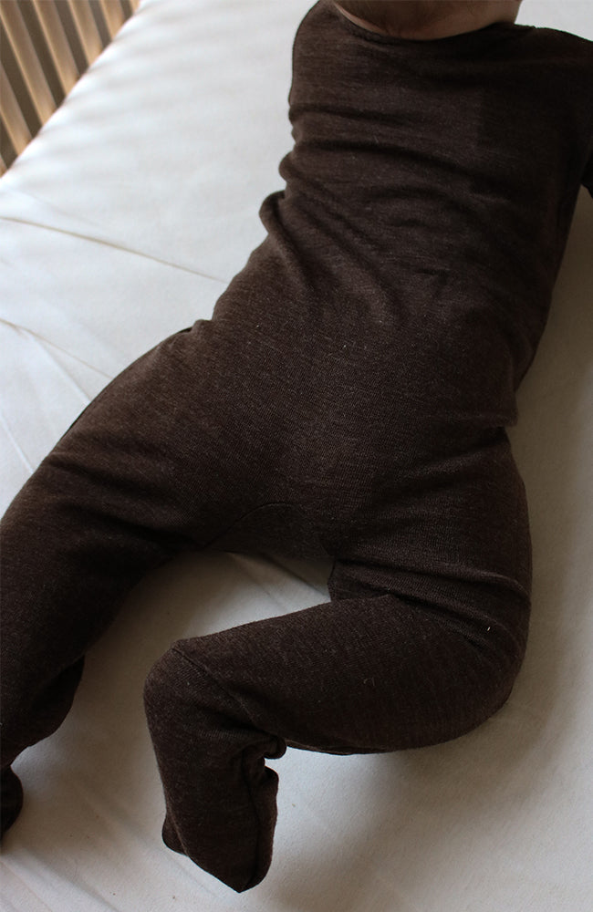 Wool Onesie 2 in 1 - Dark Brown