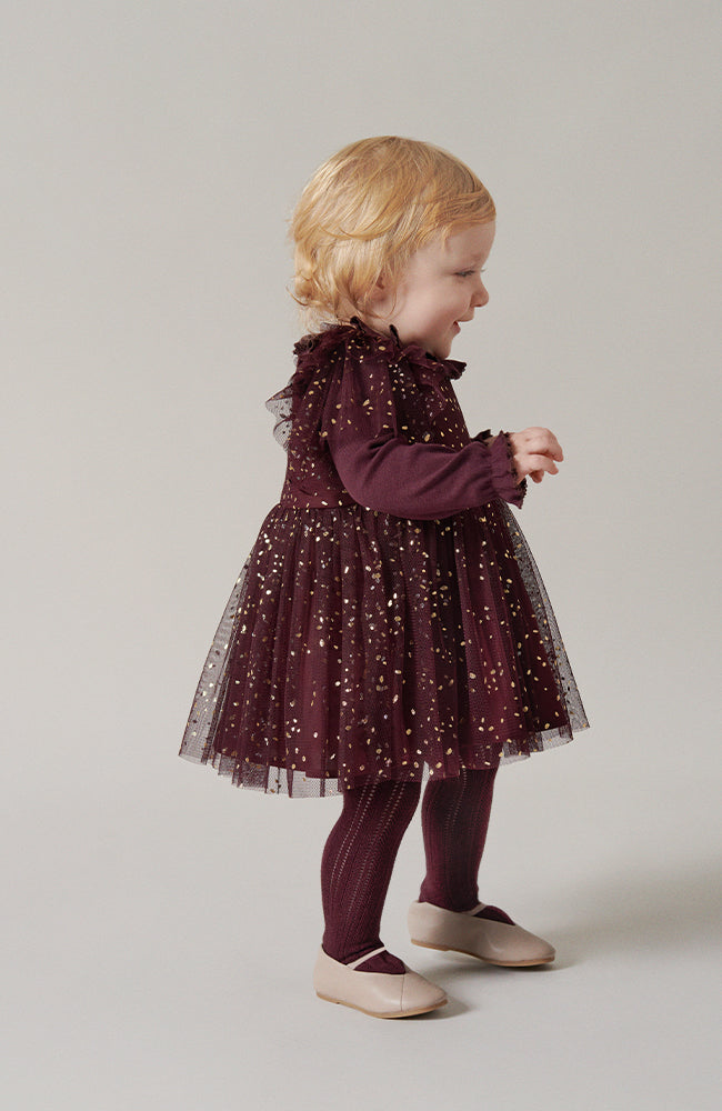 Deandra Ballerina Dotty Dress Baby - Deep Mulberry