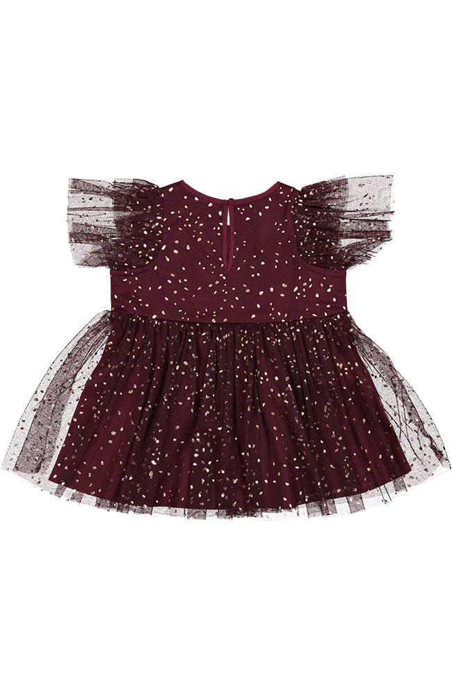 Deandra Ballerina Dotty Dress Baby - Deep Mulberry