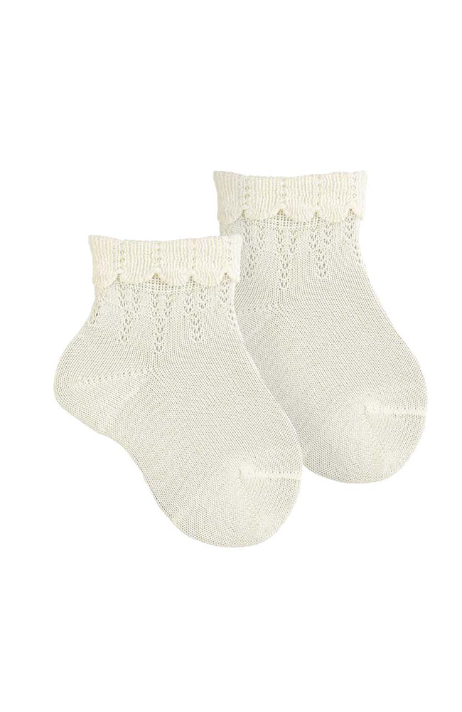 Ceremony Ankle Socks w/ Openwork - Cream Condor Strumpor