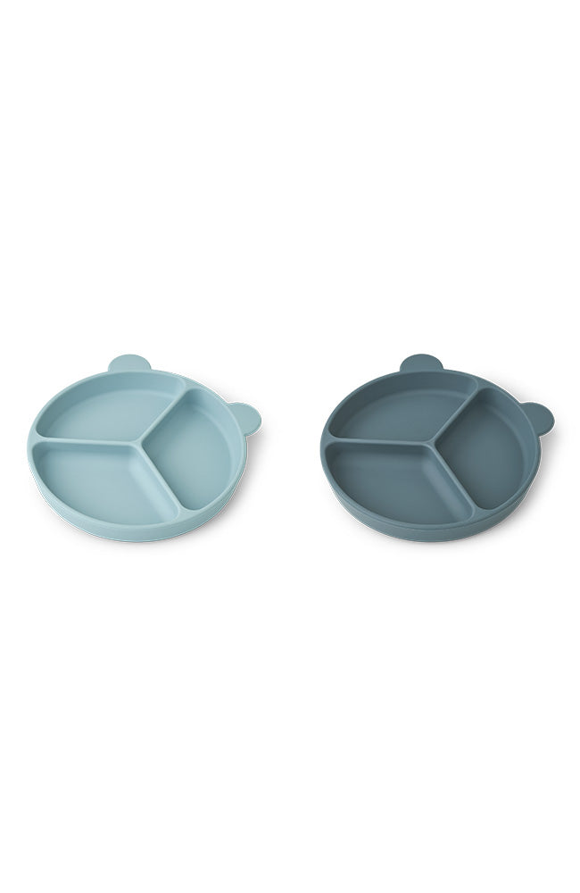 Stacy Divider Suction Plate 2-Pack - Sea blue/Whale blue Liewood Äta & dricka