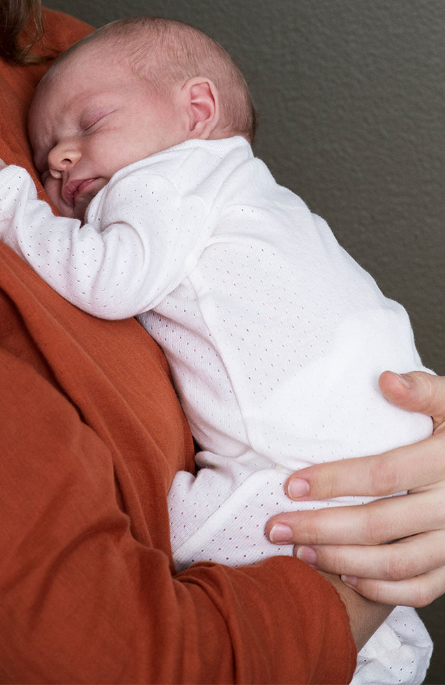 Newborn Rib Suit - Offwhite Pointelle Serendipity Organics Onepiece