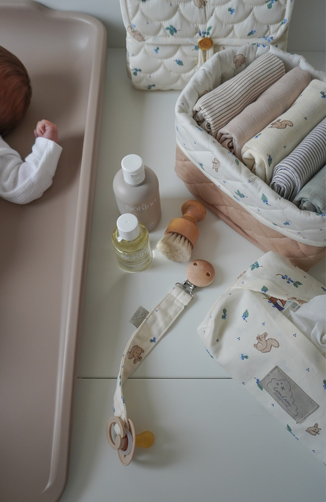 Embroidered Pacifier Holder - Blueberries