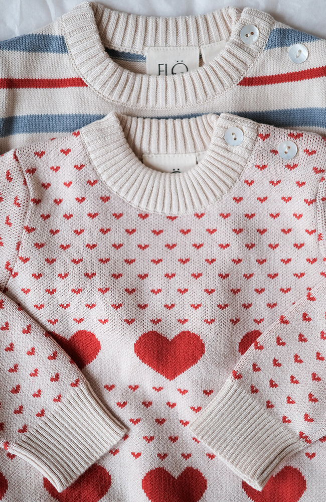 Zoe Sweater - Ruby Red/Cloud