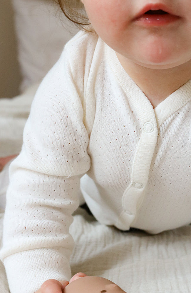 Baby Suit - Offwhite Pointelle Serendipity Organics Onepiece