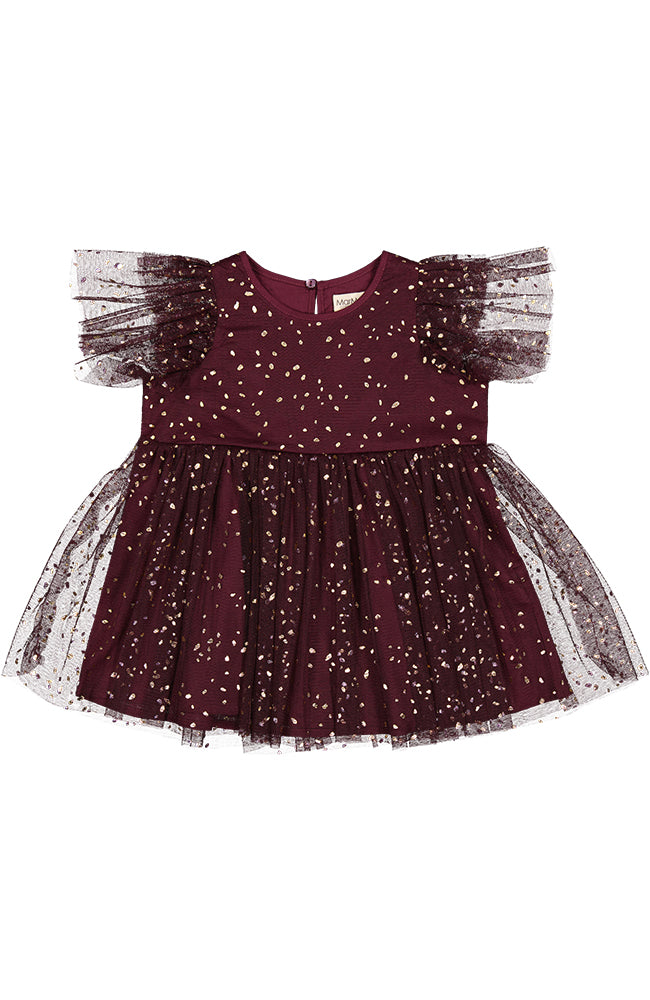 Deandra Ballerina Dotty Dress Baby - Deep Mulberry