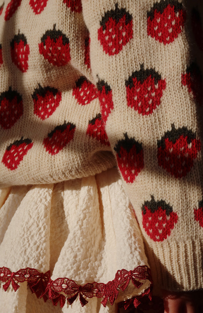 Belou Knit Collar Cardigan - Strawberry Konges Slöjd Tröja