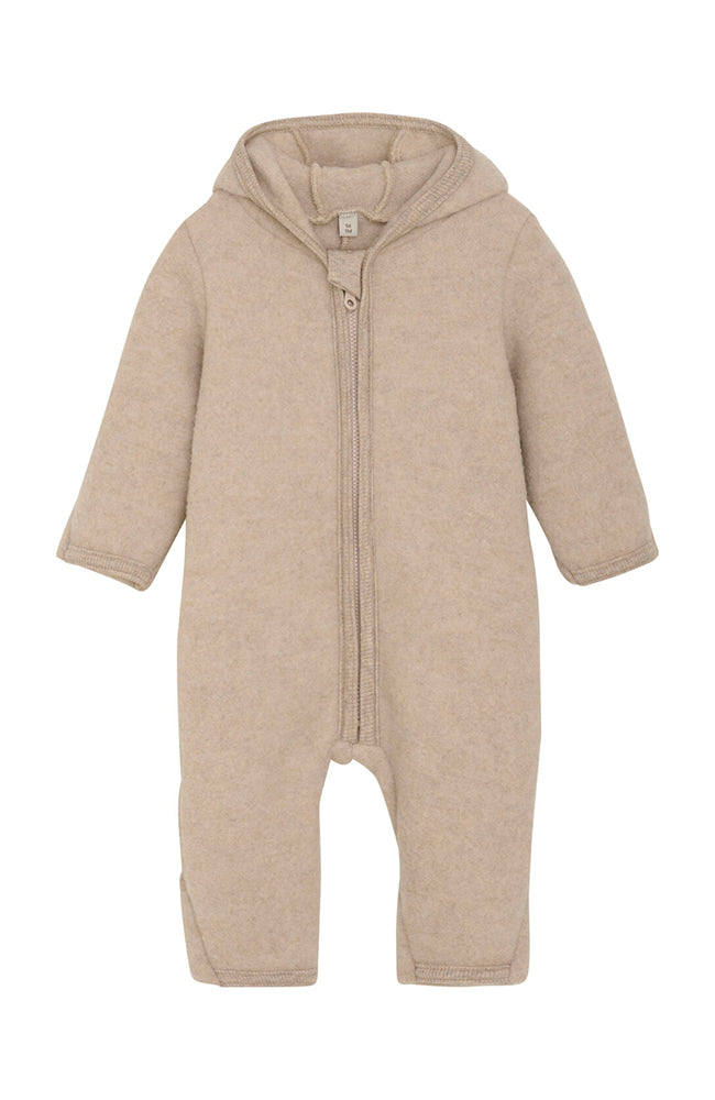 Allie Babysuit w/ears Wool Fleece - Camel