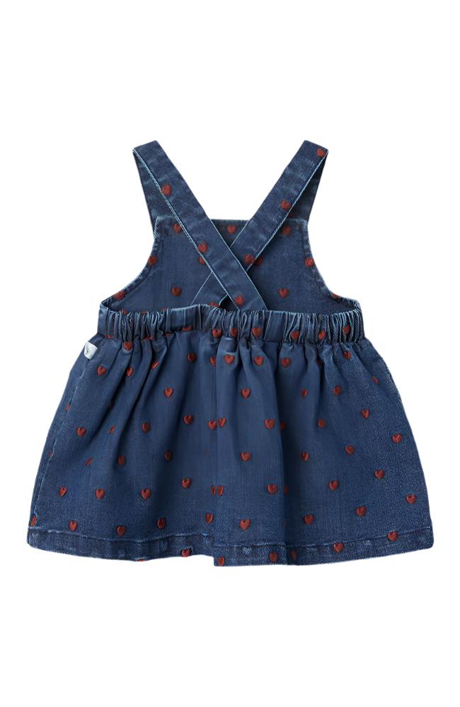 Liva Dress Denim Heart Embroidery - Dark Blue