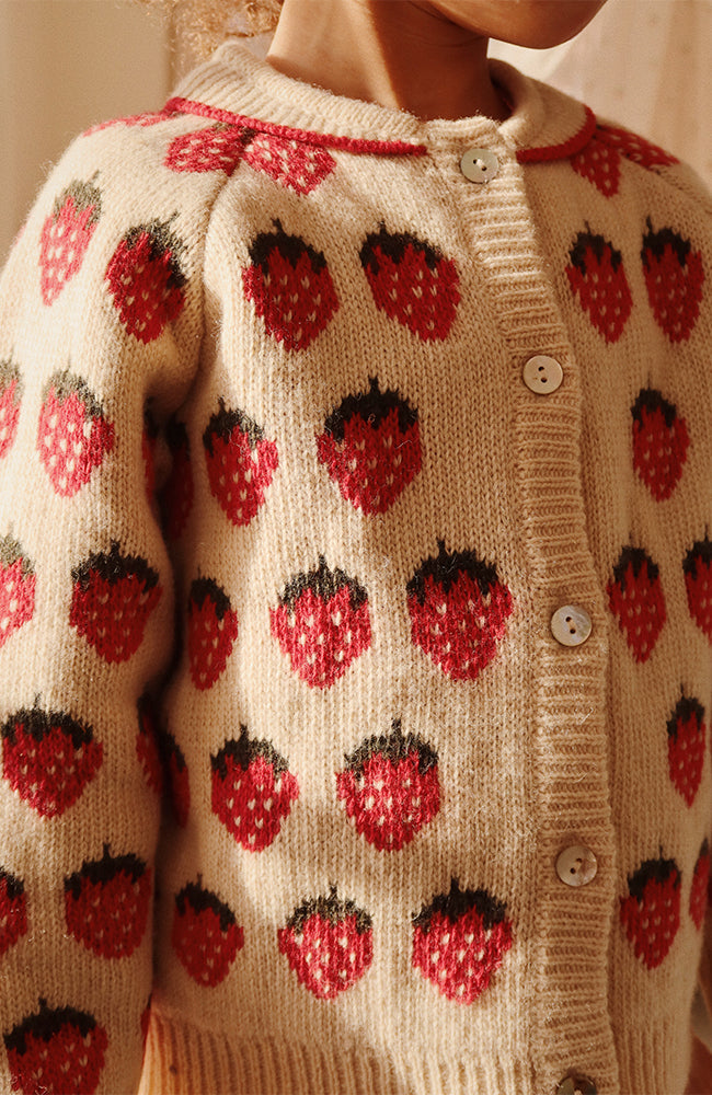 Belou Knit Collar Cardigan - Strawberry Konges Slöjd Tröja